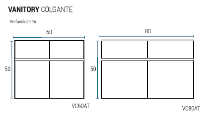 Muebles Schneider - Linea: Atenas - VANITORY COLGANTE 60 ATENAS Color: WENGUE - VC60ATW