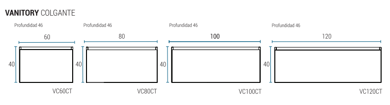 Muebles Schneider - Linea: City - VANITORY COLGANTE 60 CITY PVC Color: WENGUE - VC60CTW