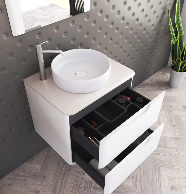 Muebles Schneider - Linea: UNIQUE - Vanitory 60 cm - 2 cajones - Color: Blanco