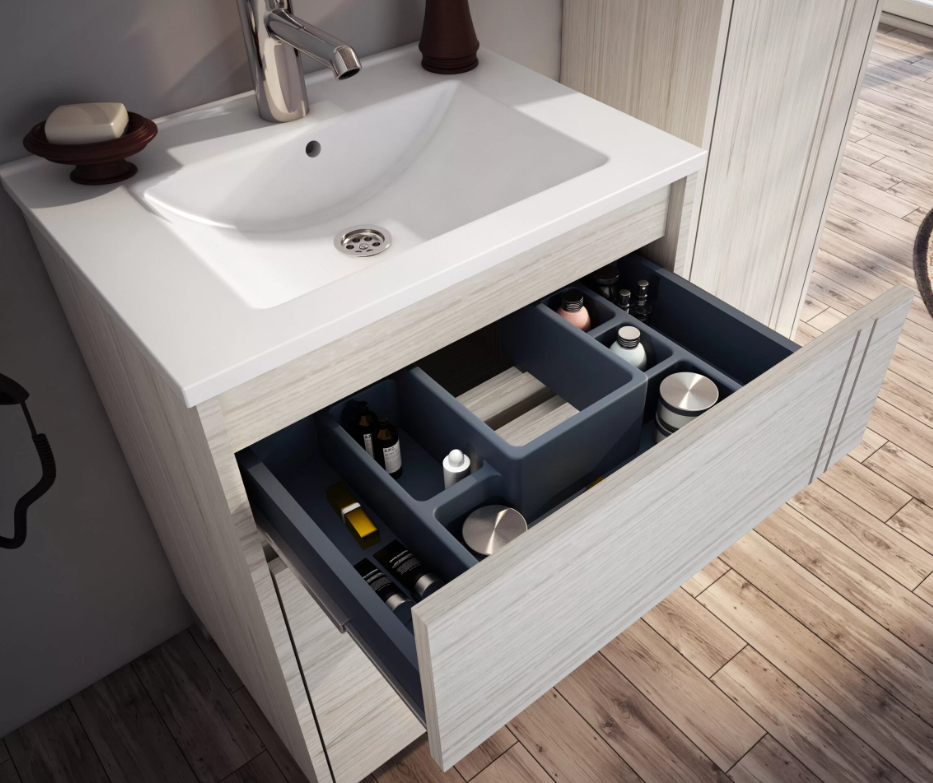 Muebles Schneider - Linea: Nature - VANITORY 80 NATURE Color: BLANCO TEXTURADO - V80NATXB