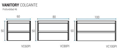 Muebles Schneider - Linea: Nature - VANITORY COLGANTE 60 PIANO Color: BLANCO TEXTURADO - VC60PITXB