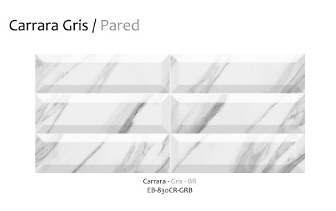 EB-830CR-GRB - Carrara gris - 8.5x30 - Brillante - Colores Solidos